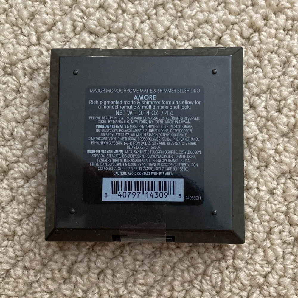 NEW Believe Beauty Blush Duo Amore Major Monochrome Matte & Shimmer 0.14 oz NIB